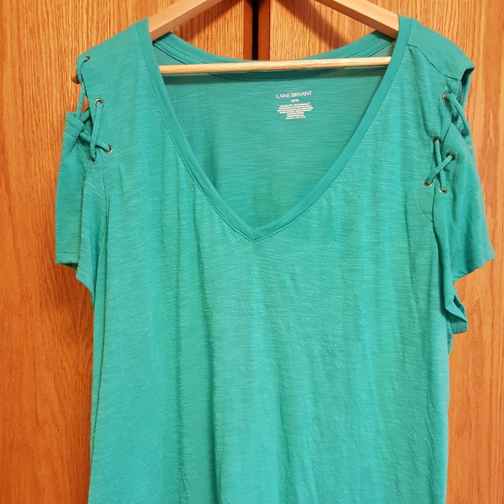 Lane Bryant Teal Cold Shoulder Tee 26/28